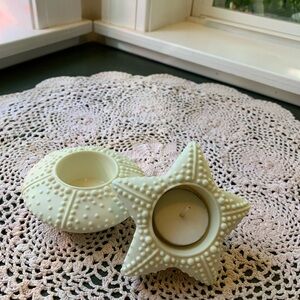 Elegant Cream Star and Round Candle Holders